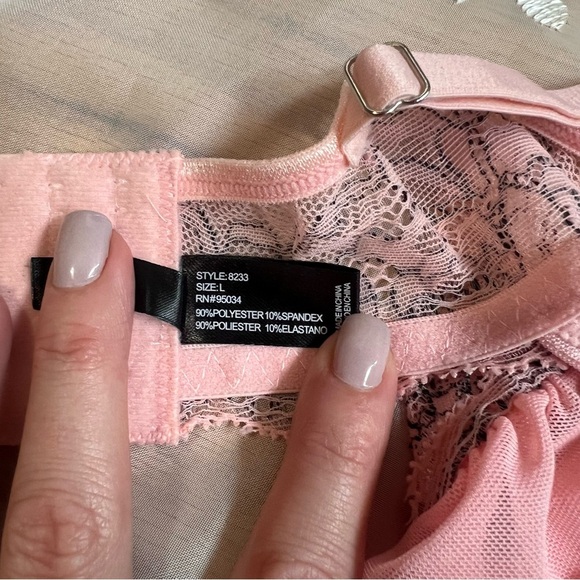 Pink and Black Lace Babydoll Lingerie Dress -Size S -NW05 - Picture 10 of 10